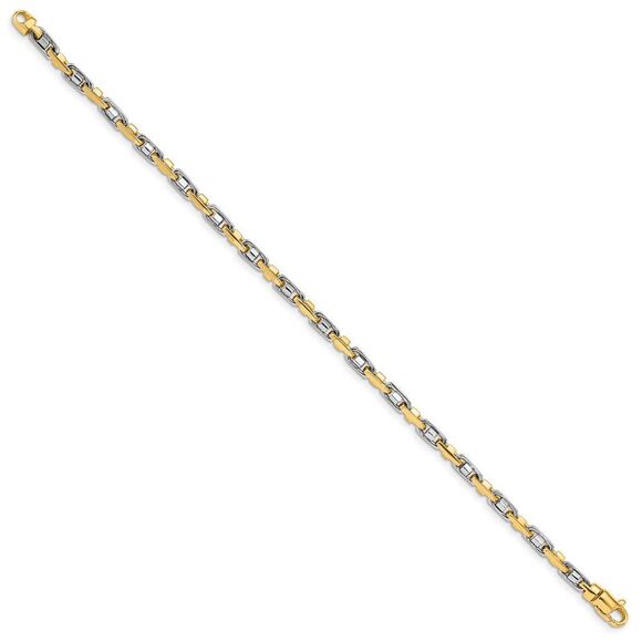 3.5mm 14K Two Tone Gold Fancy 3D Anchor Chain Bracelet, 7.25 Inch - Picture 2 of 3